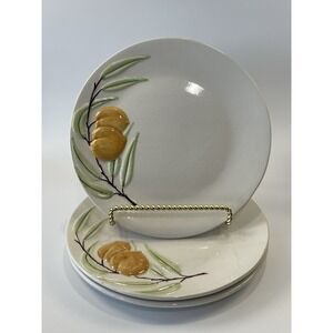 RC Real Ceramica Vintage Hand‎ Painted Peach Plate with Relief   Portugal 9.25"